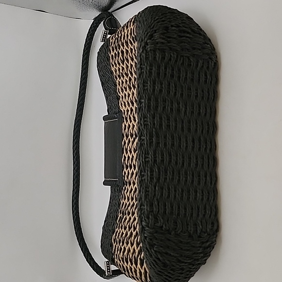 Brighton Sydney Sraw Bag w/ Leather Trim & Braided Handle Dark Blue & Beige - Picture 5 of 11